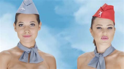) The advertisement, for a travel. . Naked flight attendant